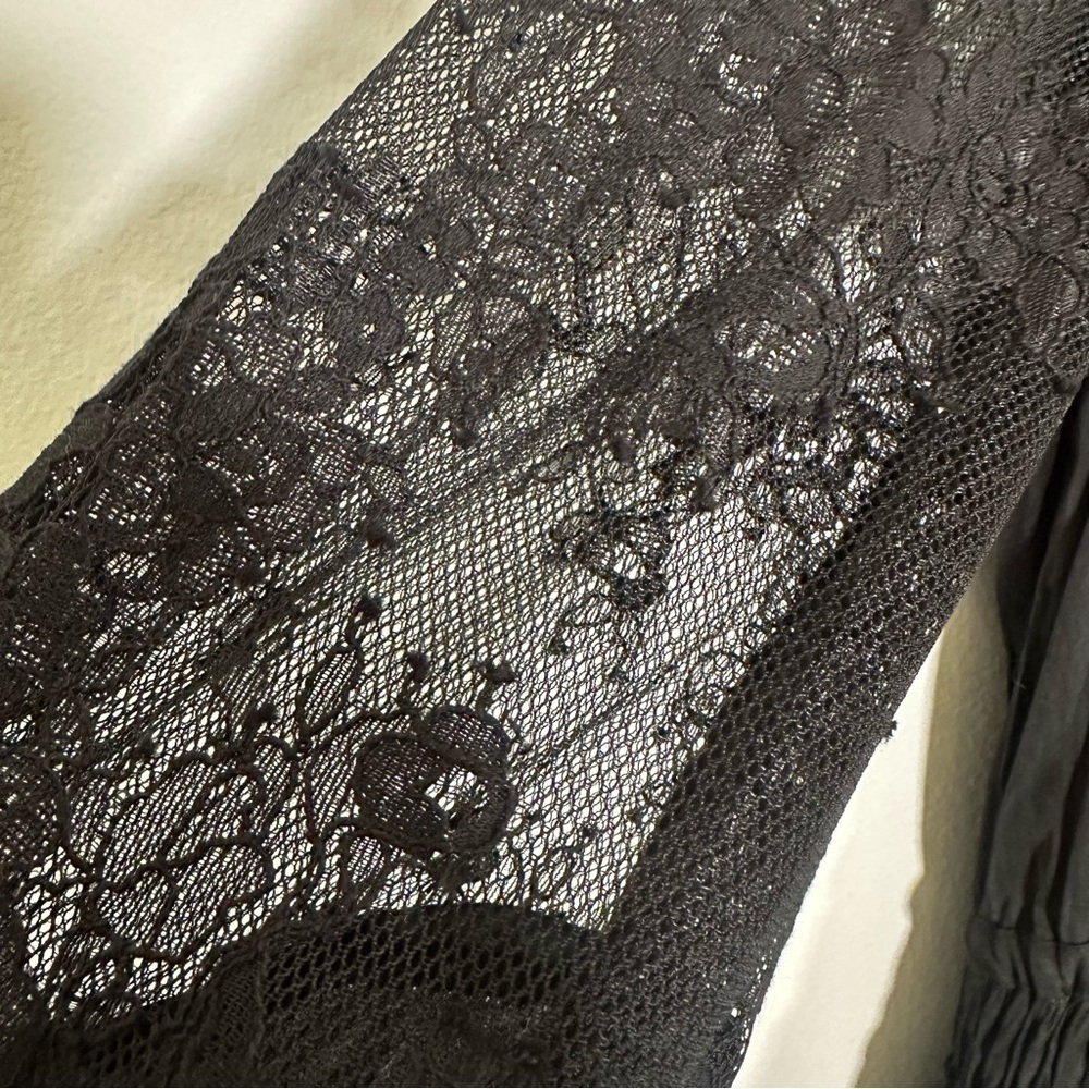 NWT Current Air x Anthropologie Black Mock Neck Lace Dark Academia Dress Medium - Picture 6 of 11